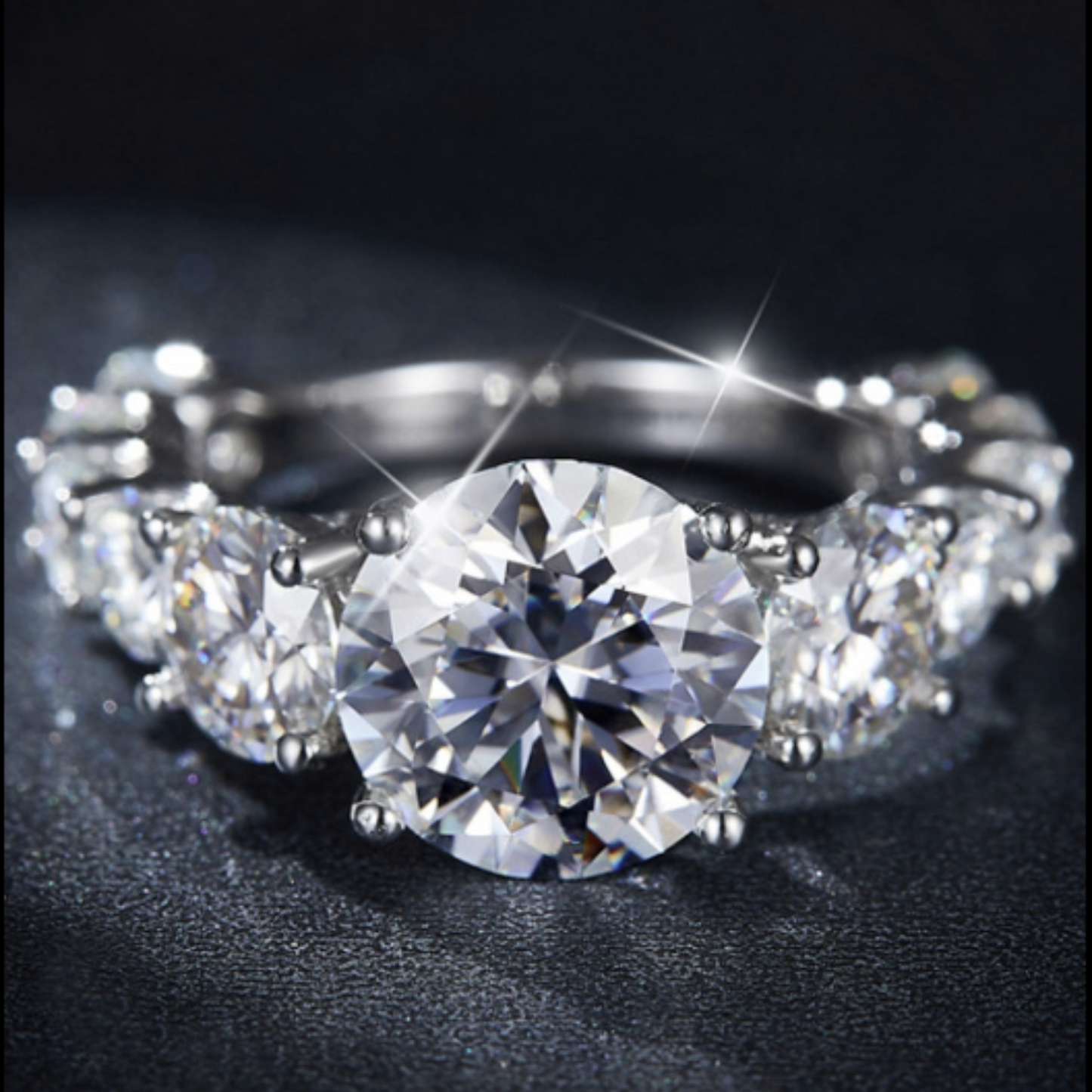 11 Stone 8 Carat Graduated Moissanite Ring