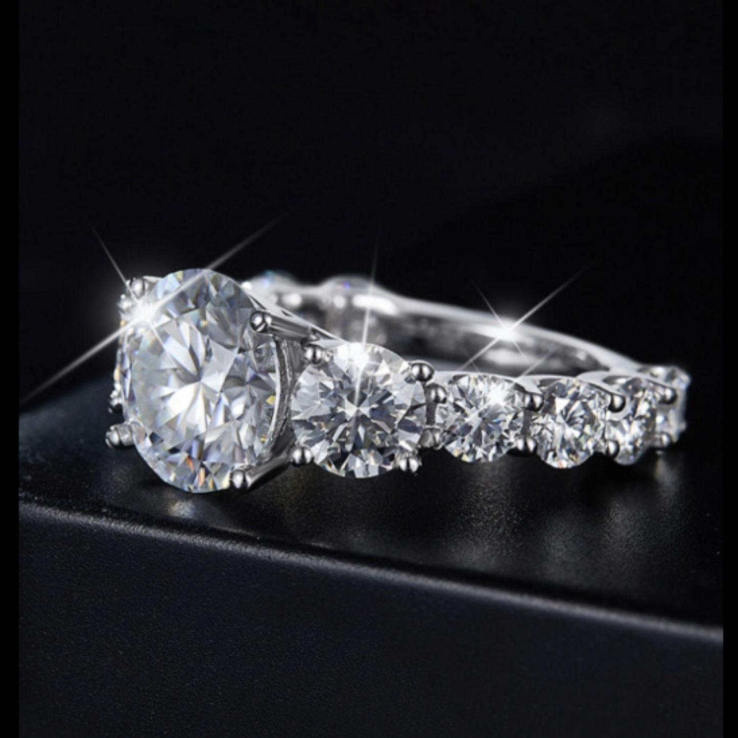 11 Stone 8 Carat Graduated Moissanite Ring