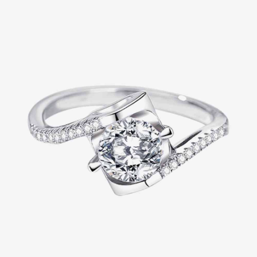 Sparkling 1 Carat Moissanite Sterling Silver Ring
