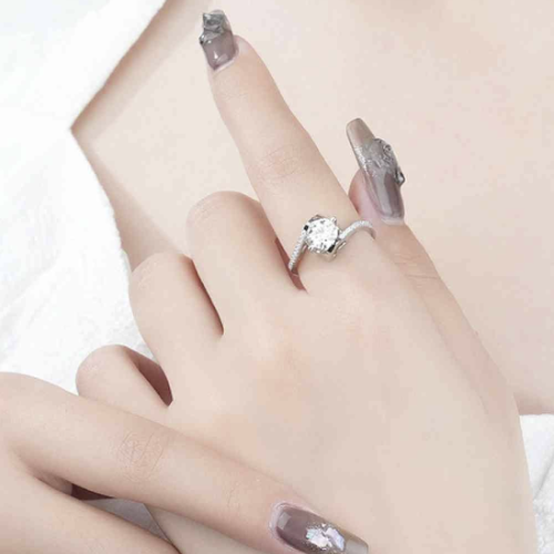 Sparkling 1 Carat Moissanite Sterling Silver Ring