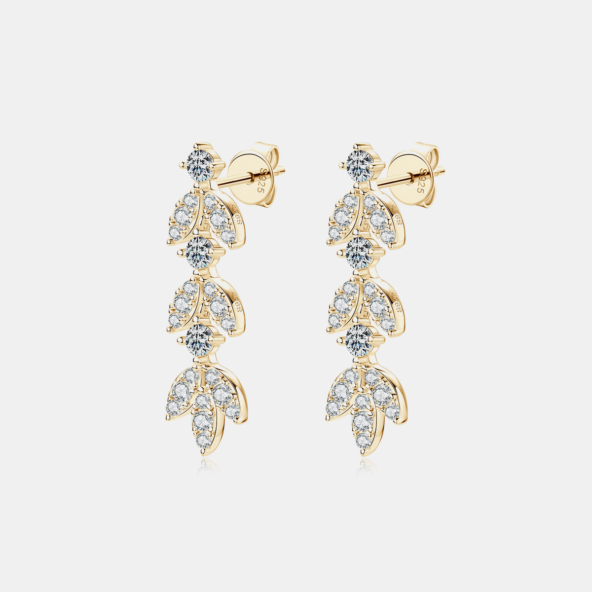 Nature's Embrace Moissanite Leaf Earrings (Gold or Platinum)