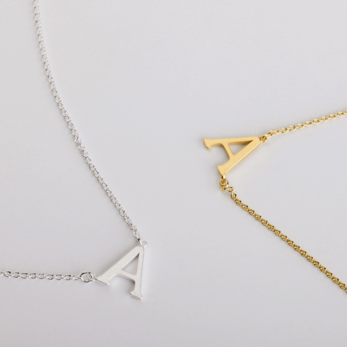 Initial Pendant Station Necklace A-E