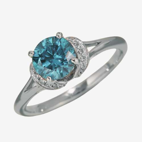 Moissanite Split Shank Ring -Blue/Pink/Yellow