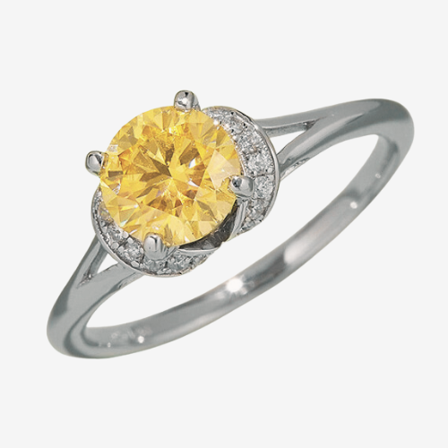 Moissanite Split Shank Ring -Blue/Pink/Yellow