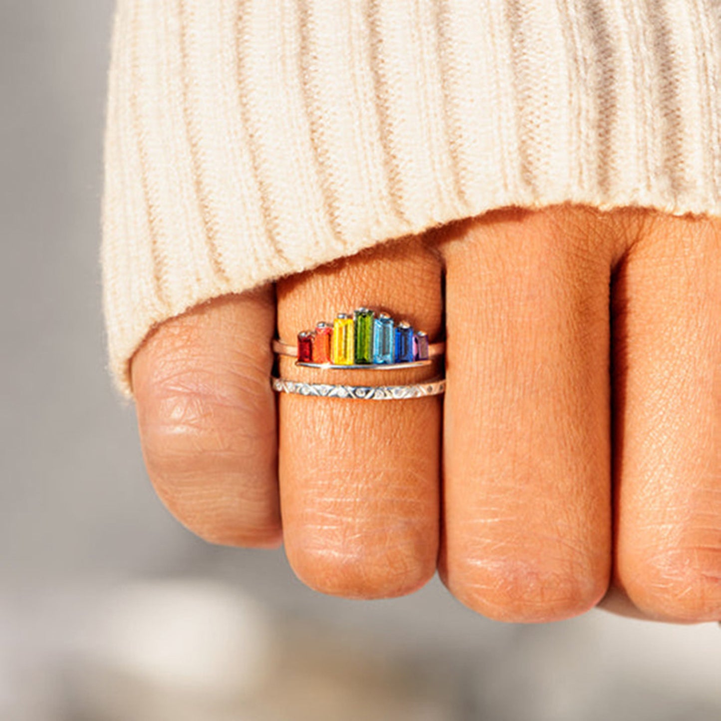 Sterling Silver Double-Layered Pride Crown Ring