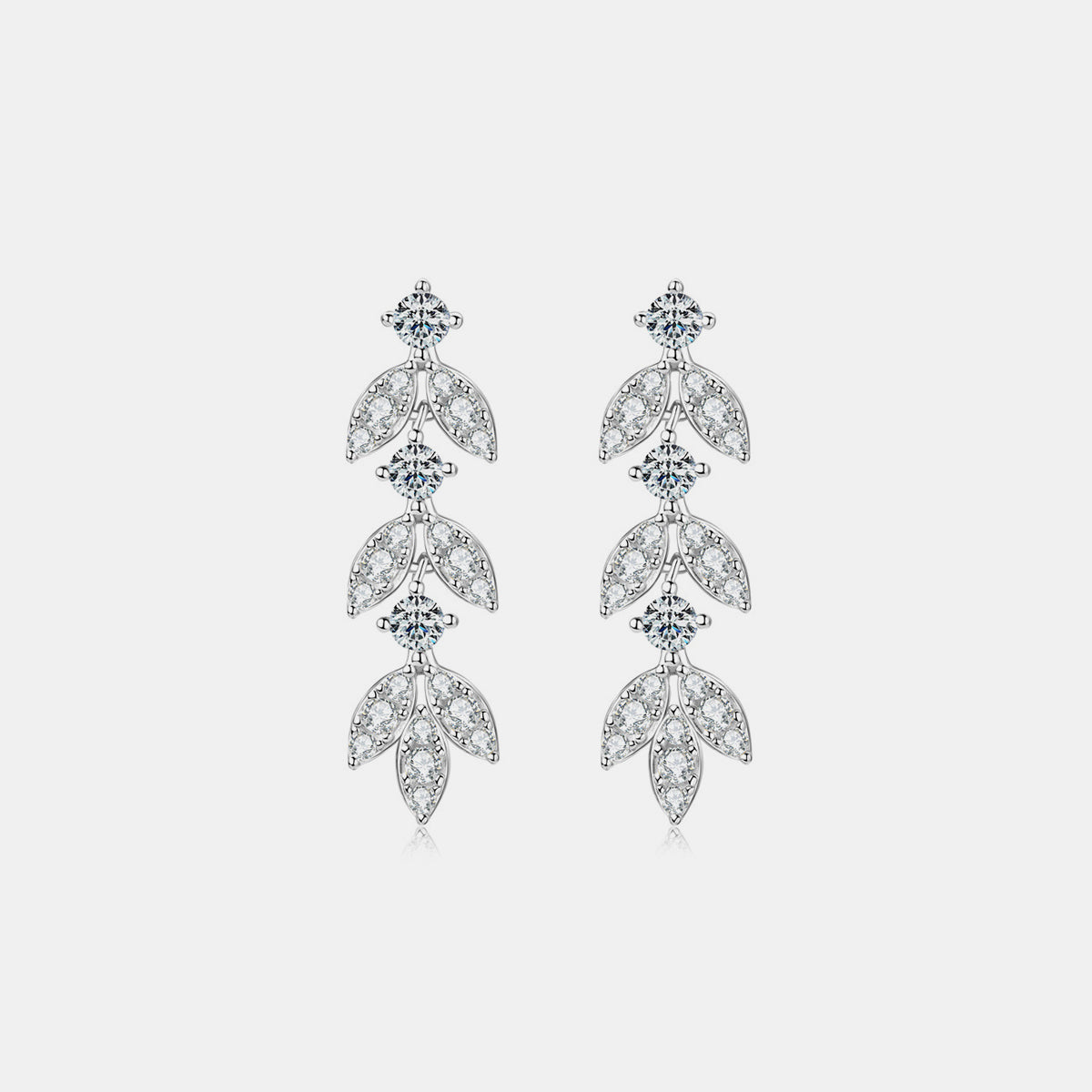 Nature's Embrace Moissanite Leaf Earrings (Gold or Platinum)