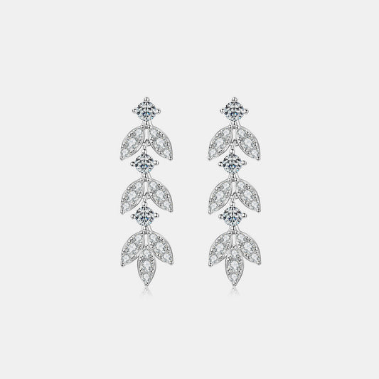 Nature's Embrace Moissanite Leaf Earrings (Gold or Platinum)