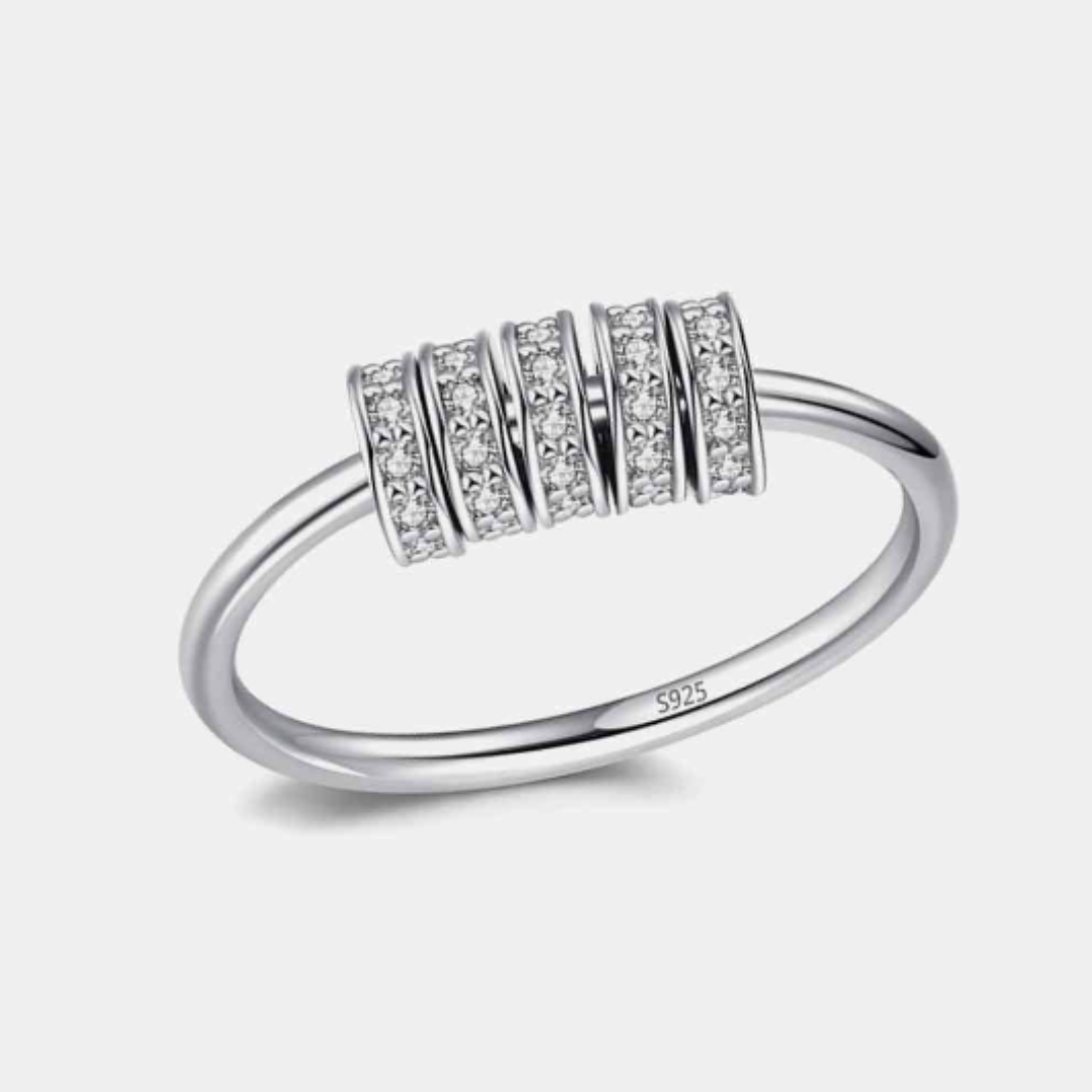 Sterling Silver Spinning Five Bead Fidget/Anxiety/Meditation Ring- Multi-Color or Silver