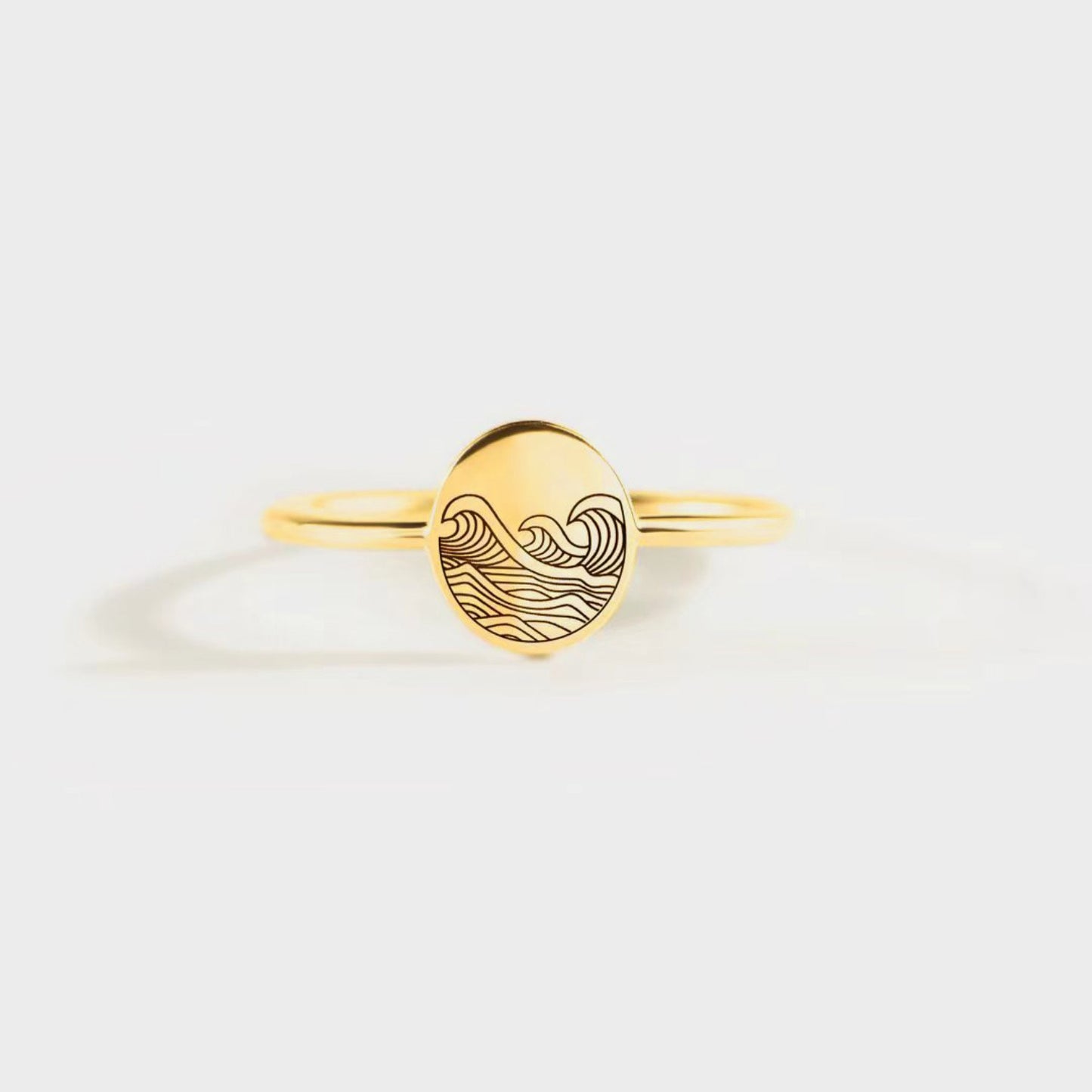 Wave Sterling Silver/Gold Plated Signet Ring