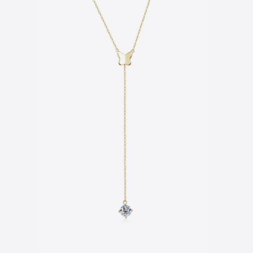 Butterfly Drop Moissanite Lariat Necklace*
