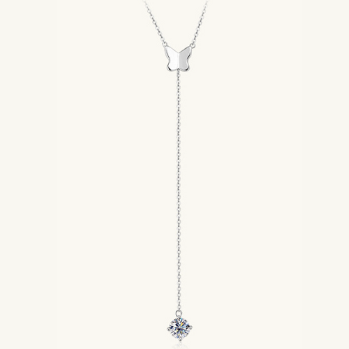 Butterfly Drop Moissanite Lariat Necklace*