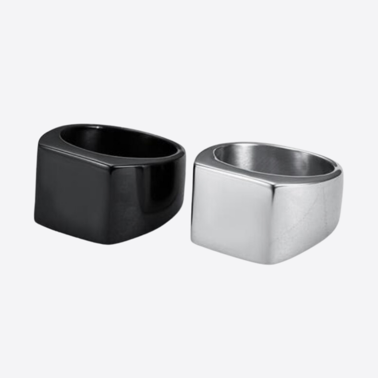 Black or Silver-Plated Signet Ring