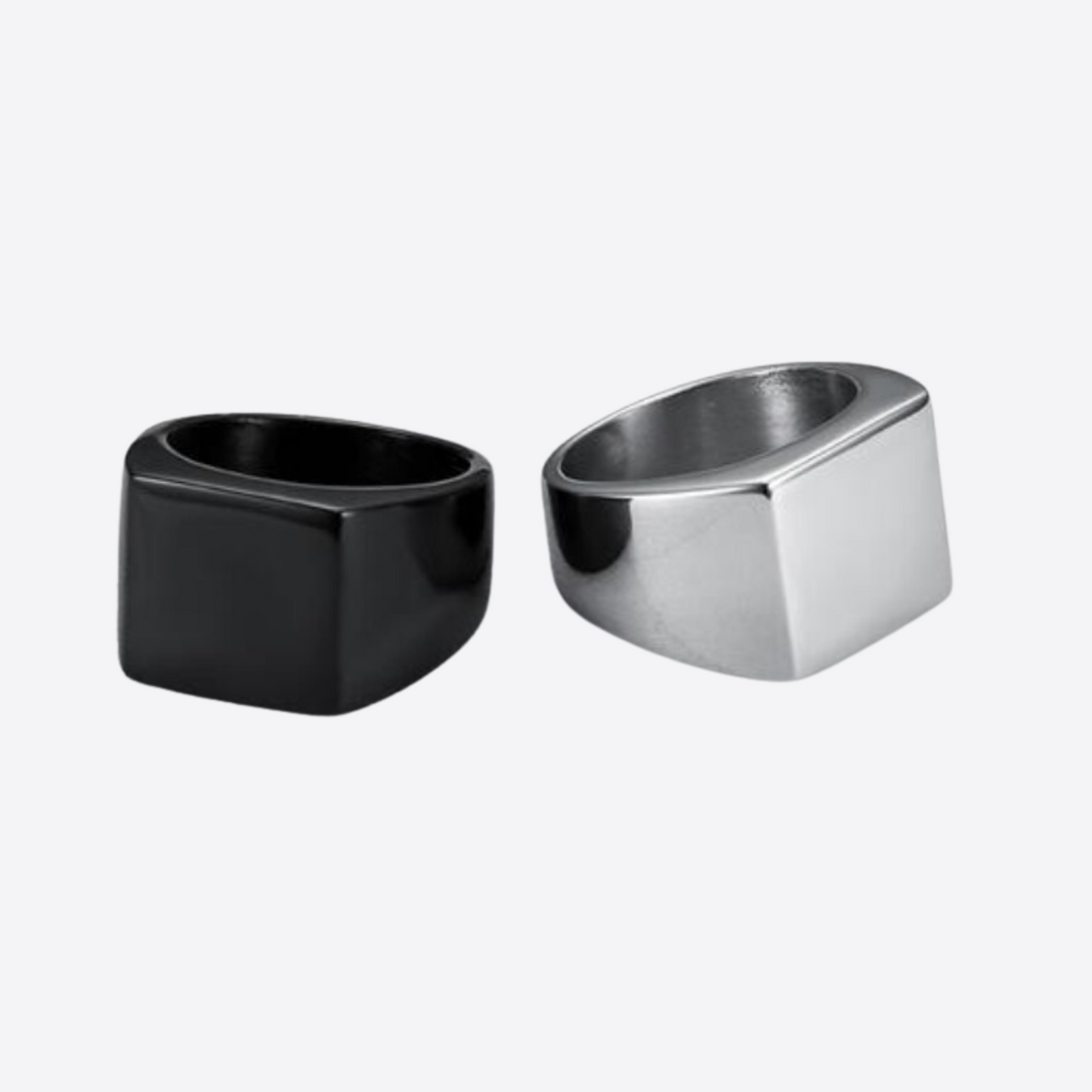 Black or Silver-Plated Signet Ring