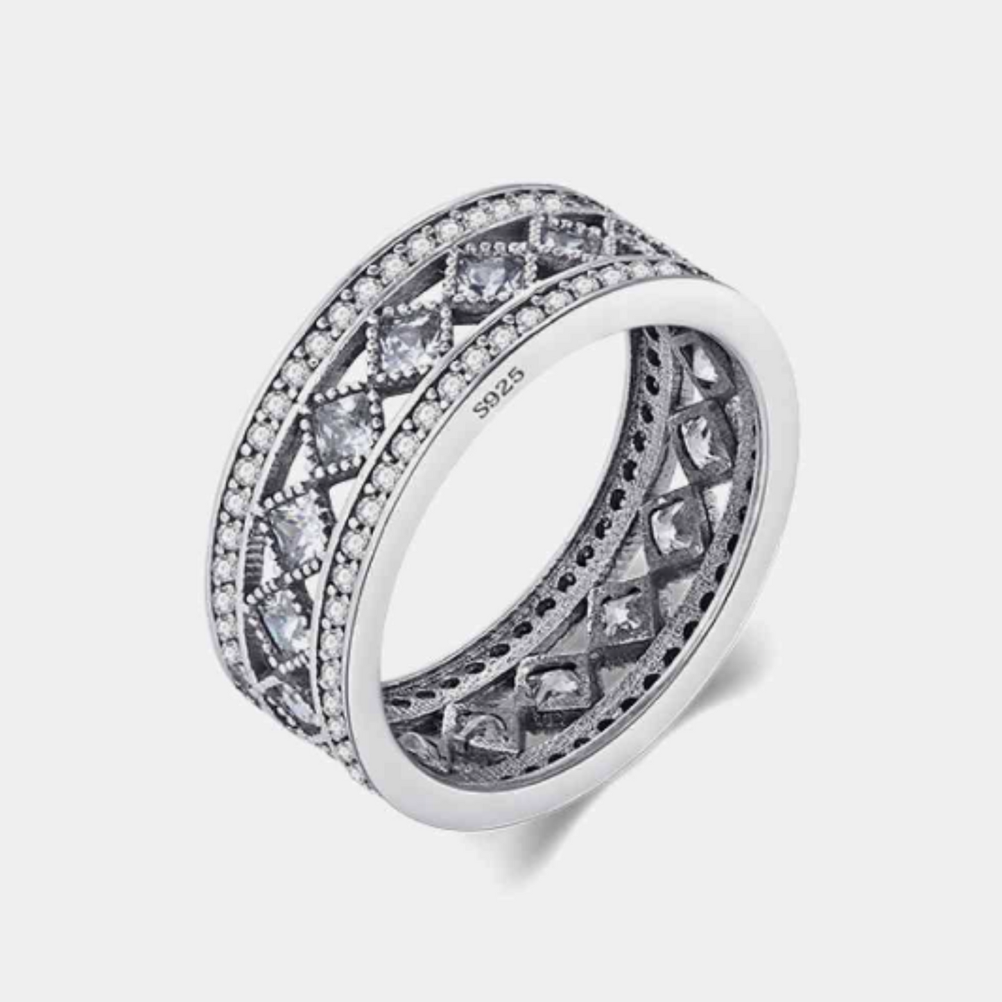 Sterling Silver CZ Cutout Band
