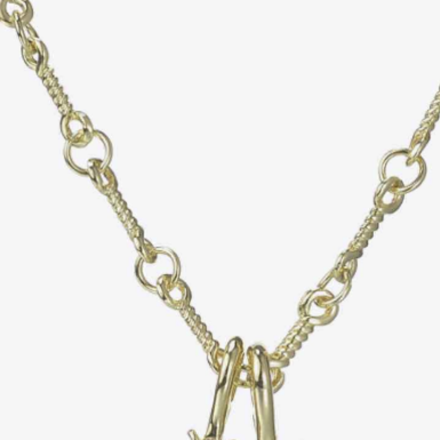 Double Cross Necklace with Unique Twisted Link Chain