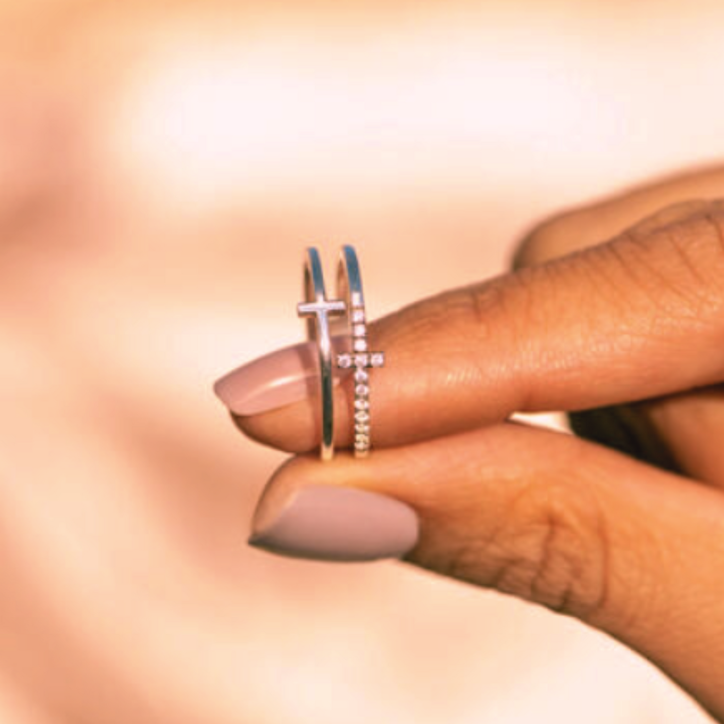 Zircon and Sterling Silver Double Cross Ring