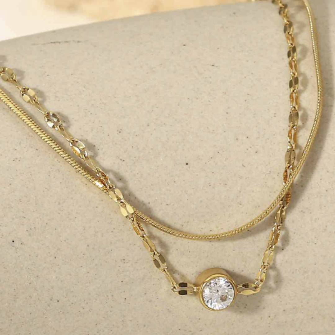 Rhinestone Double-Layered Chain Bracelet