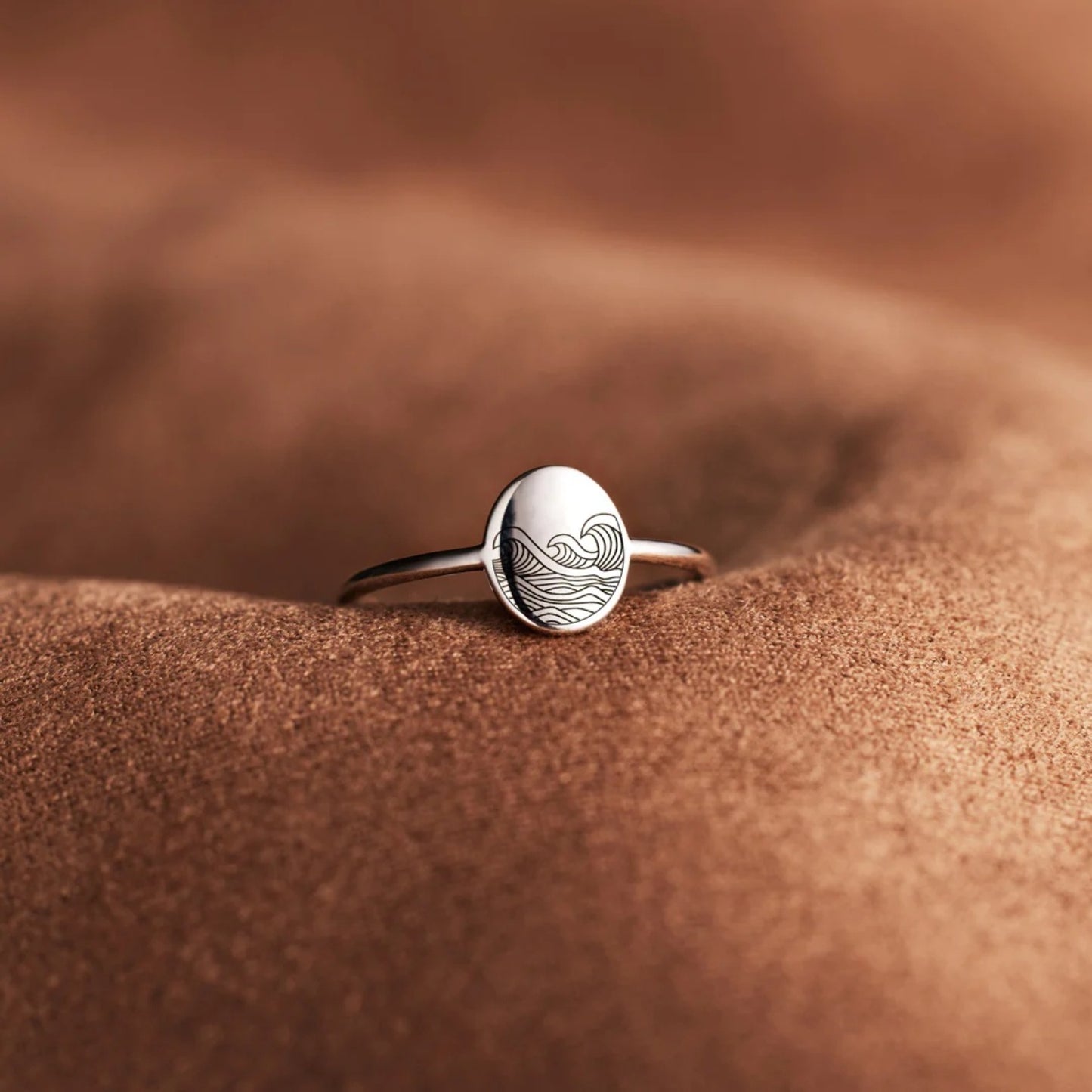 Wave Sterling Silver/Gold Plated Signet Ring