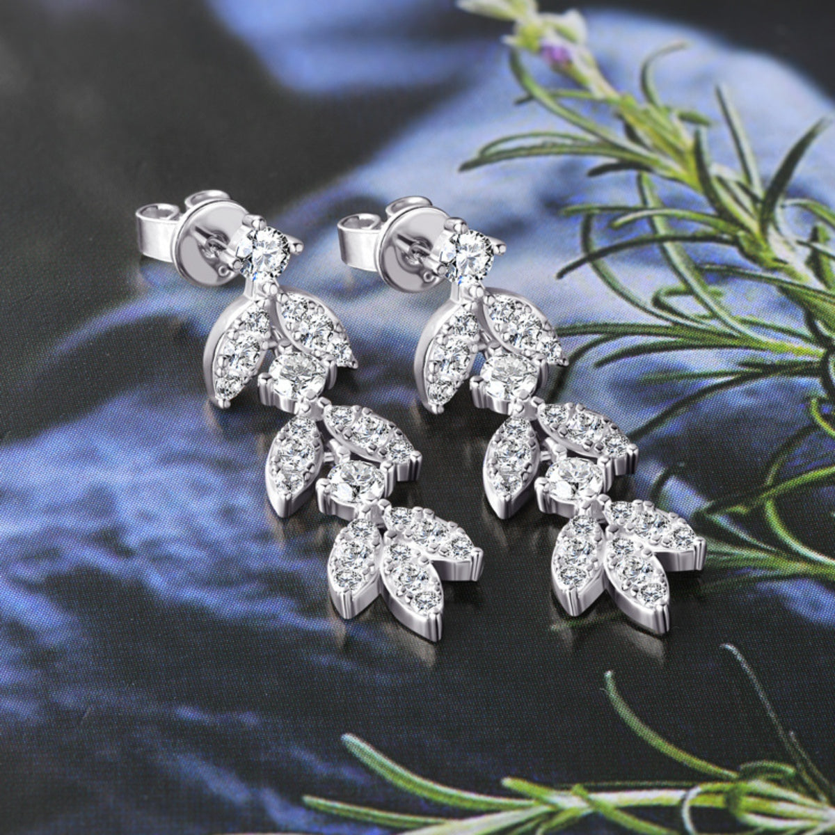 Nature's Embrace Moissanite Leaf Earrings (Gold or Platinum)