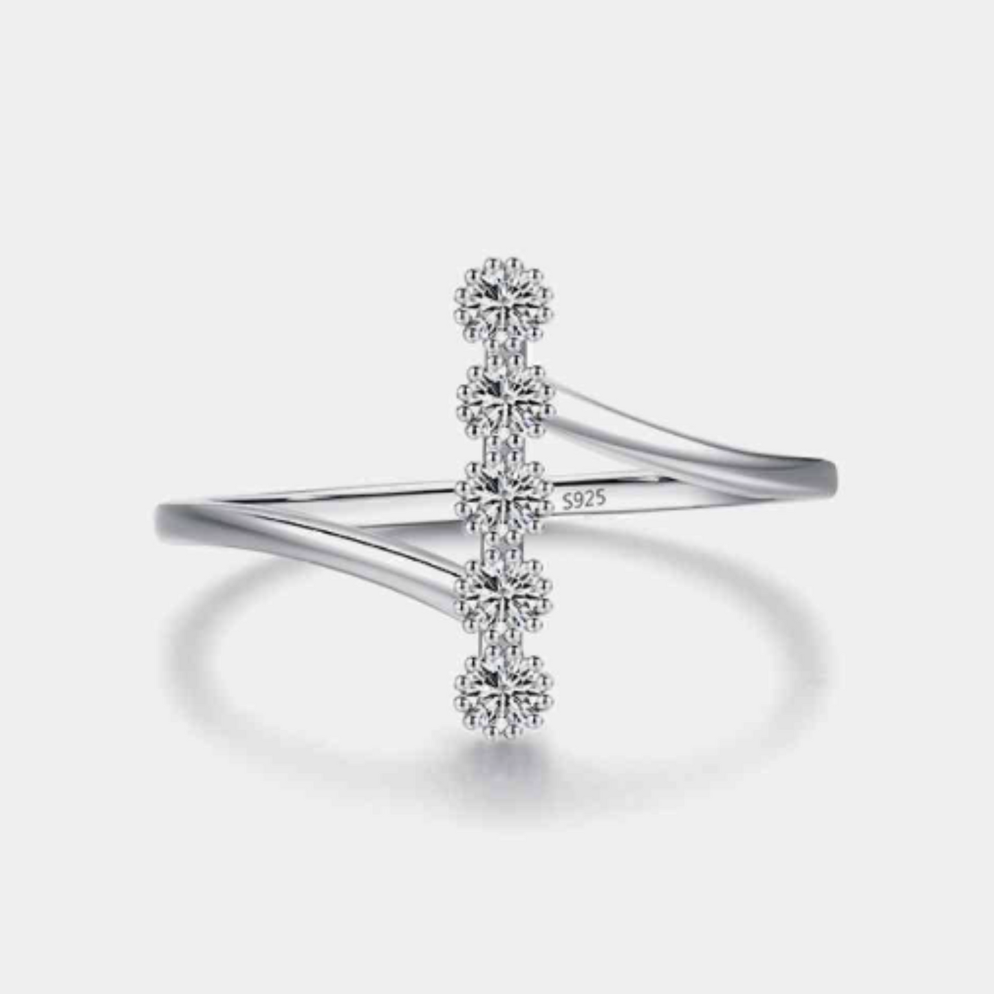 Five Stone Zircon Sterling Silver Ring