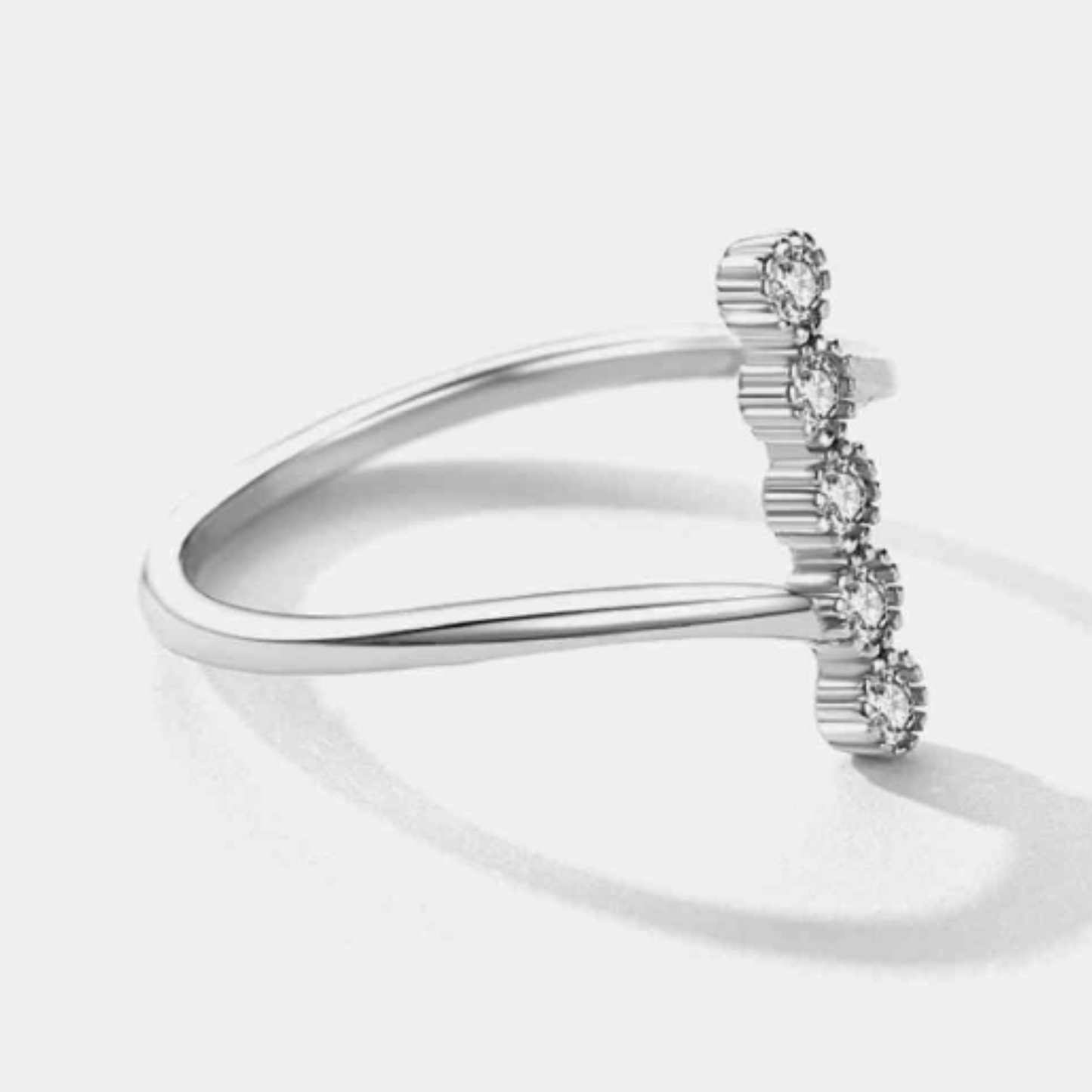 Five Stone Zircon Sterling Silver Ring