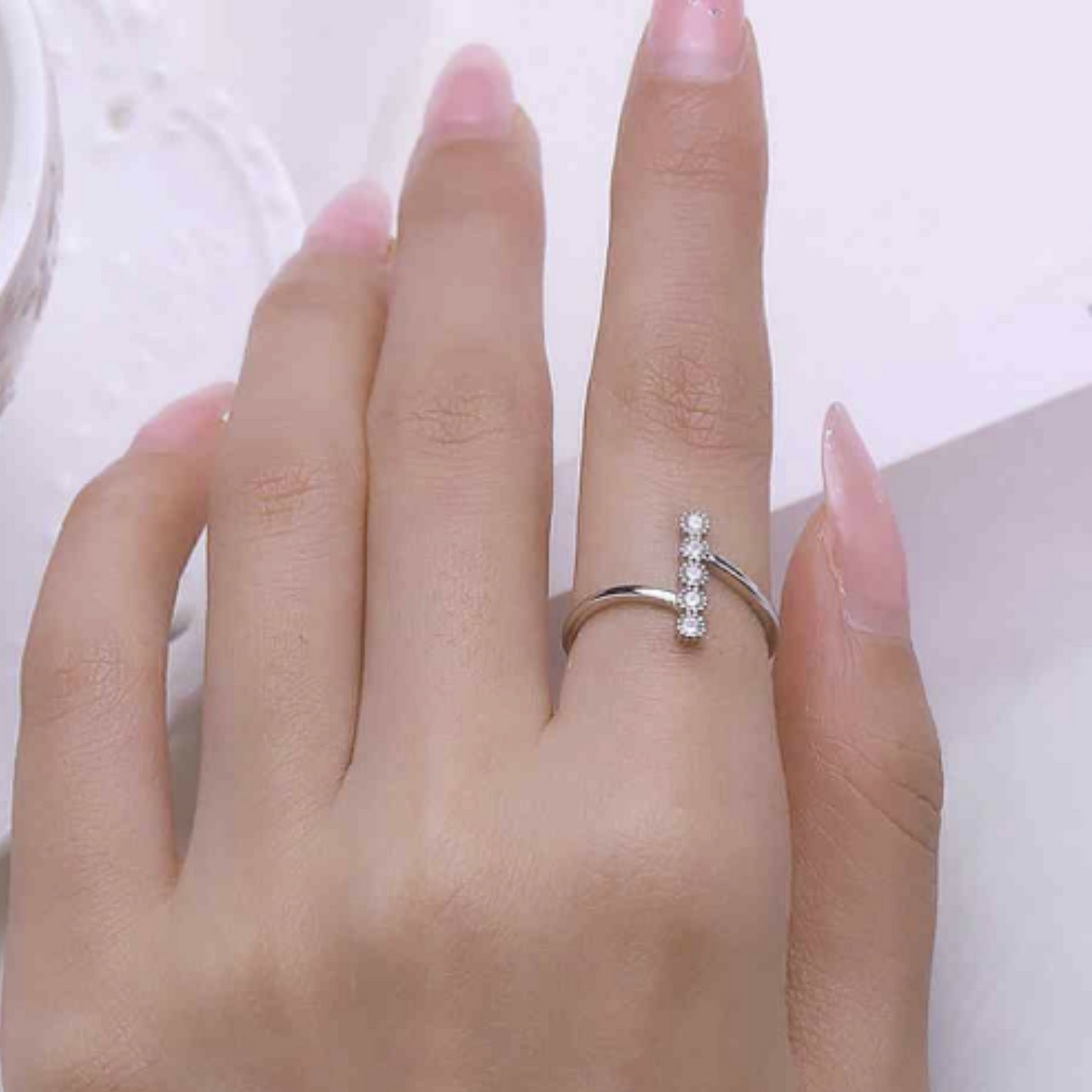 Five Stone Zircon Sterling Silver Ring