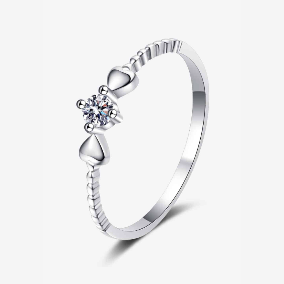 Moissanite Heart Sterling Silver Ring
