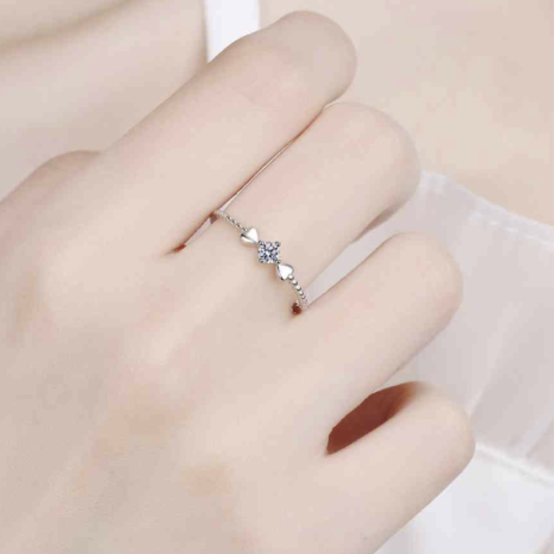 Moissanite Heart Sterling Silver Ring