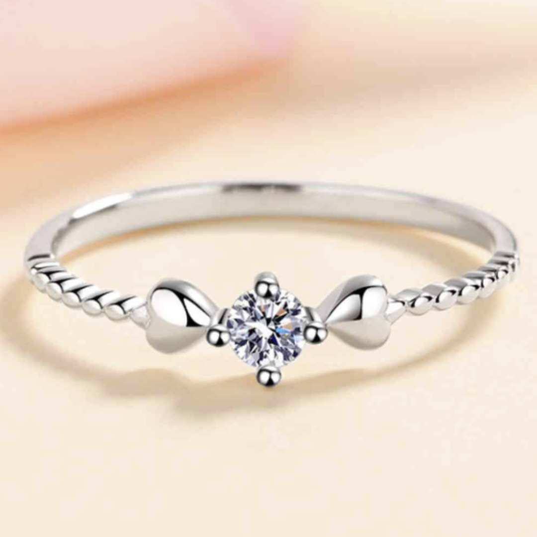 Moissanite Heart Sterling Silver Ring