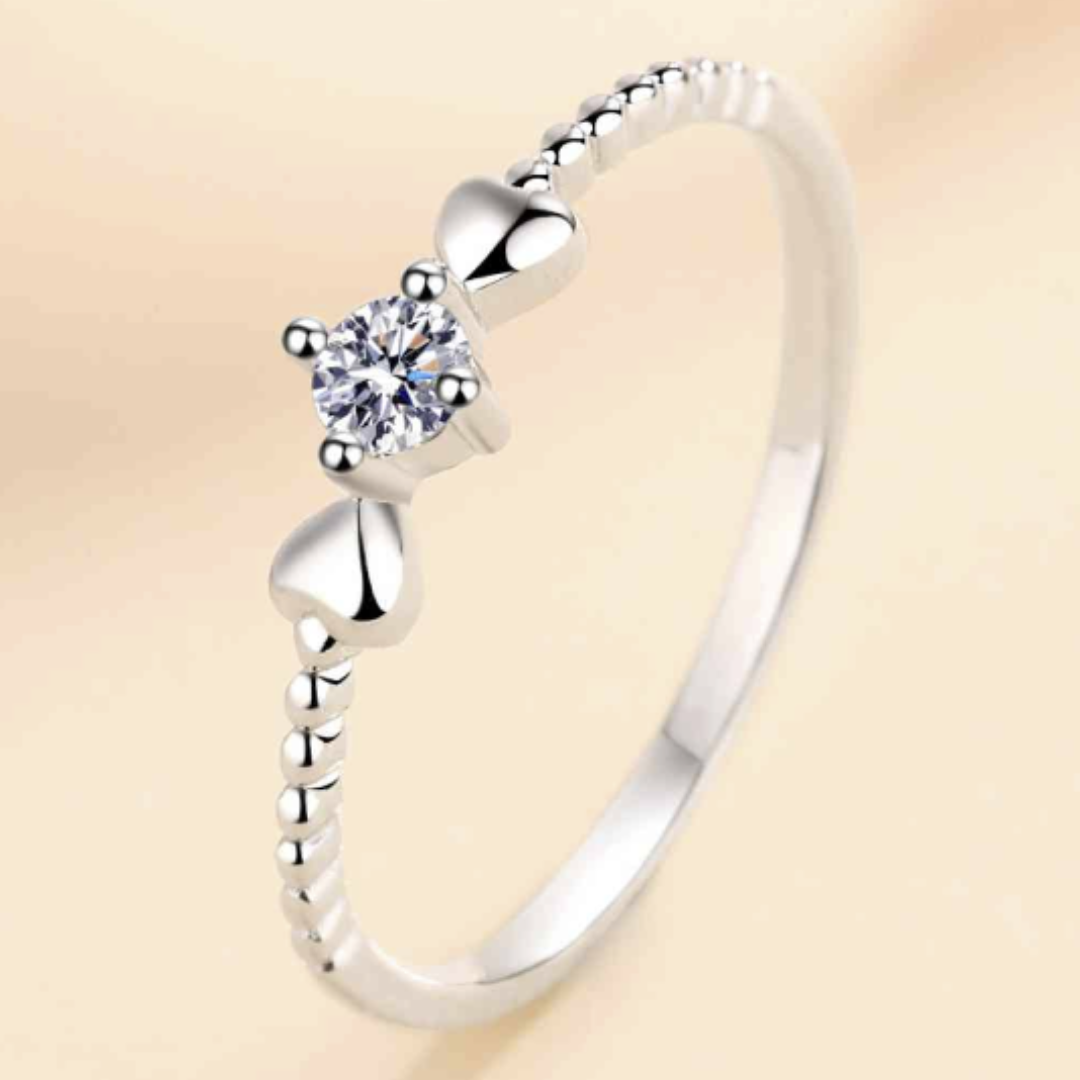Moissanite Heart Sterling Silver Ring