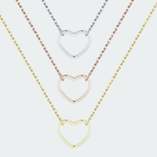 Sterling Silver Heart Outline Necklace
