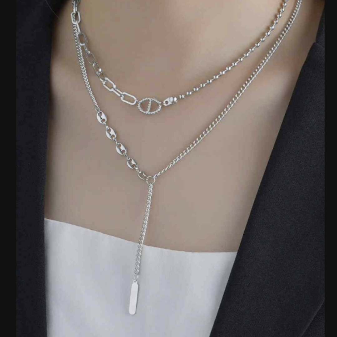 Mélange Mixed Chain Lariat Necklace Set