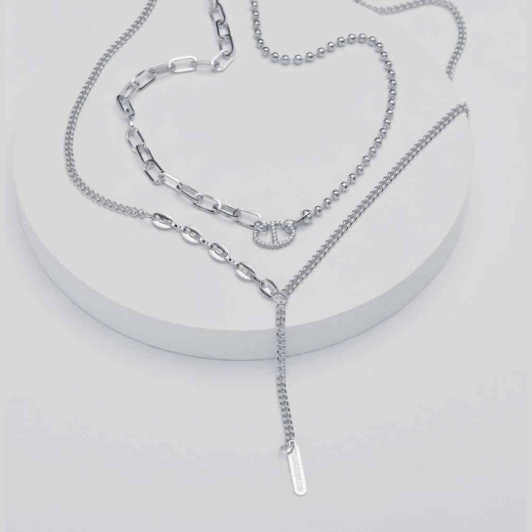 Mélange Mixed Chain Lariat Necklace Set