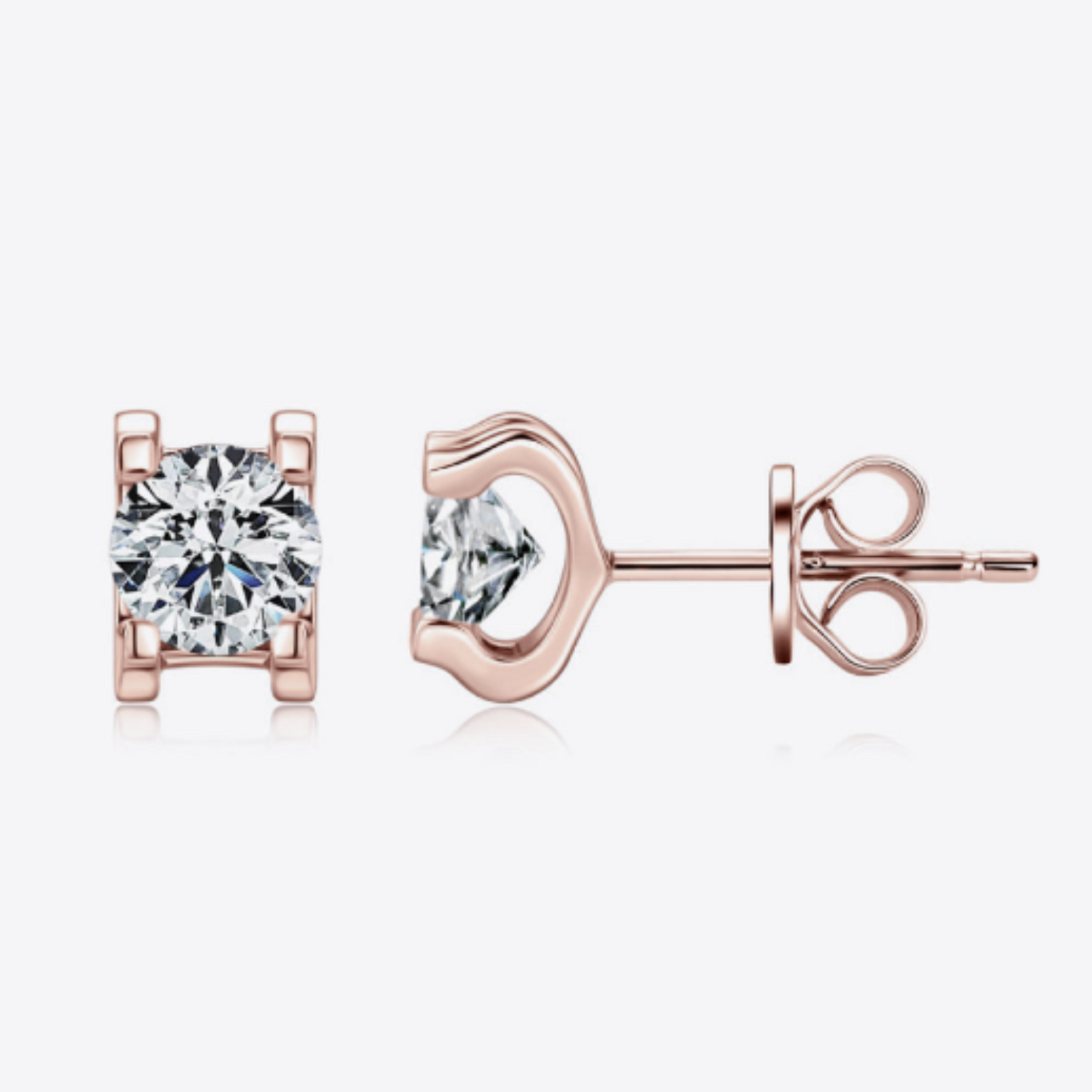 Moissanite Rose Gold or Silver Stud Earrings