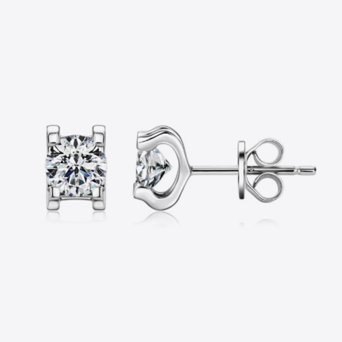 Moissanite Rose Gold or Silver Stud Earrings
