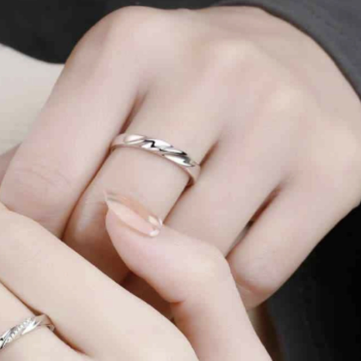 Moissanite Twist Design Sterling Silver Band- Men/Women