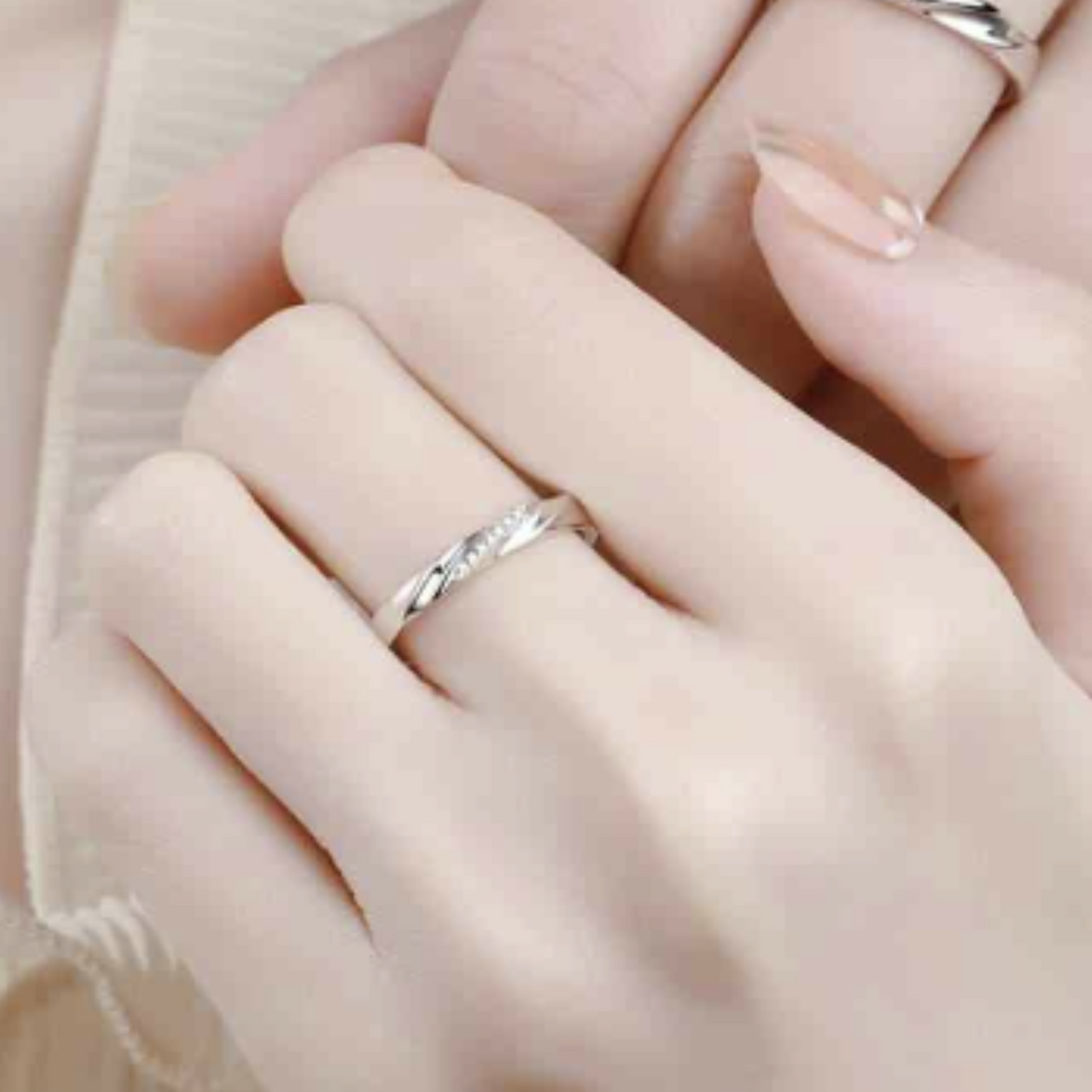 Moissanite Twist Design Sterling Silver Band- Men/Women