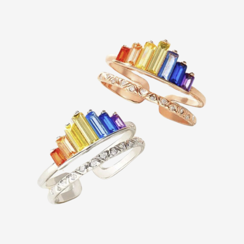 Sterling Silver Double-Layered Pride Crown Ring