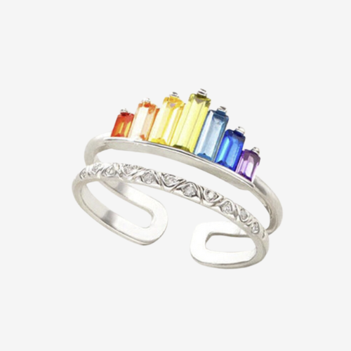 Sterling Silver Double-Layered Pride Crown Ring