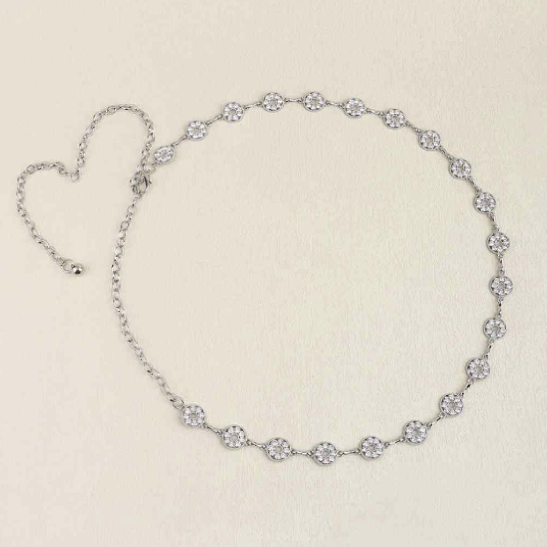 Rhinestone Round Decor Metal Belt - Silver/Gold