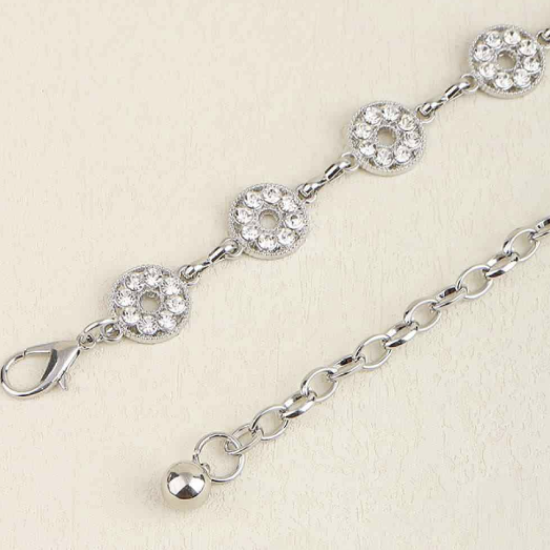 Rhinestone Round Decor Metal Belt - Silver/Gold