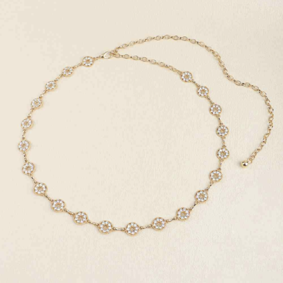 Rhinestone Round Decor Metal Belt - Silver/Gold