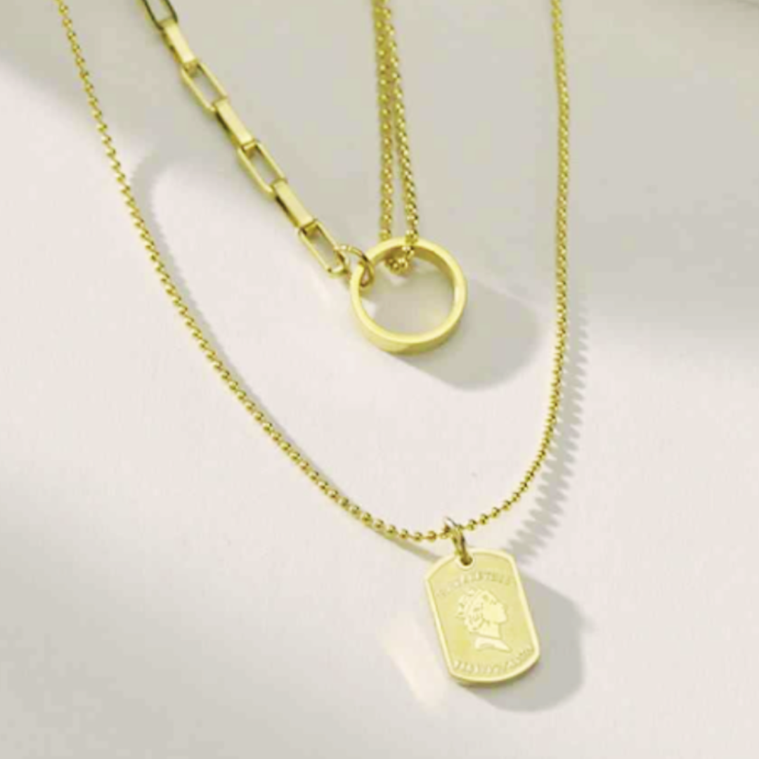 Multi-layered Ring Tag Pendant Necklace