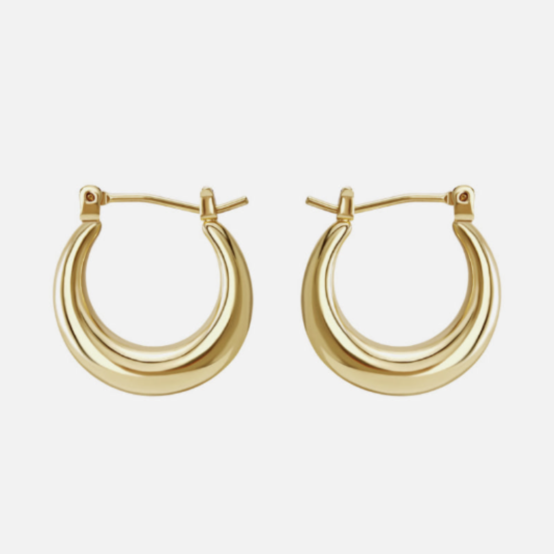 Round  Gold Tapered Hoop Earrings