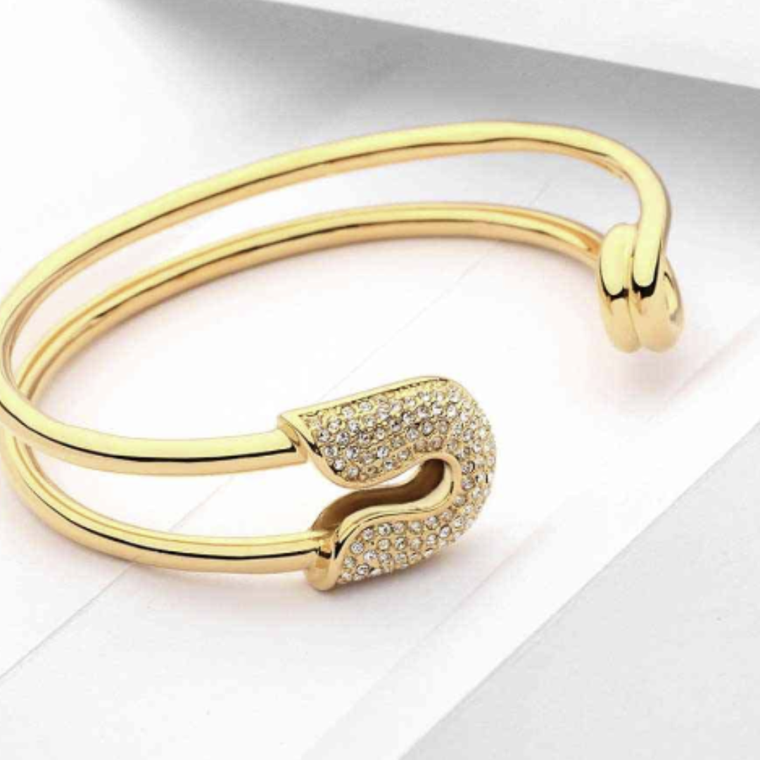 Sparkle Safety Double Hoop Bracelet- Gold/Silver