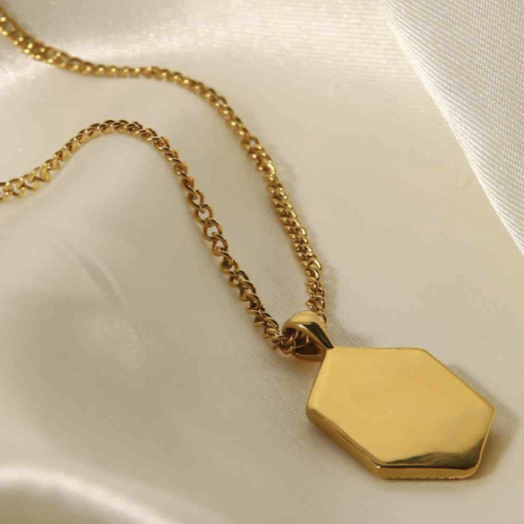 Gold Snake Geometric Pendant Necklace