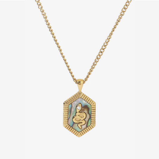 Gold Snake Geometric Pendant Necklace