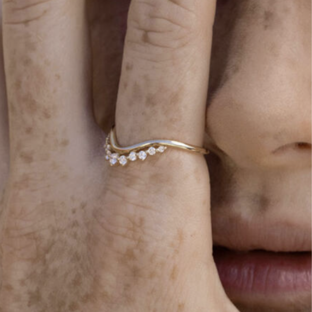 Gold-Plated Sterling Silver Zircon Crown Ring