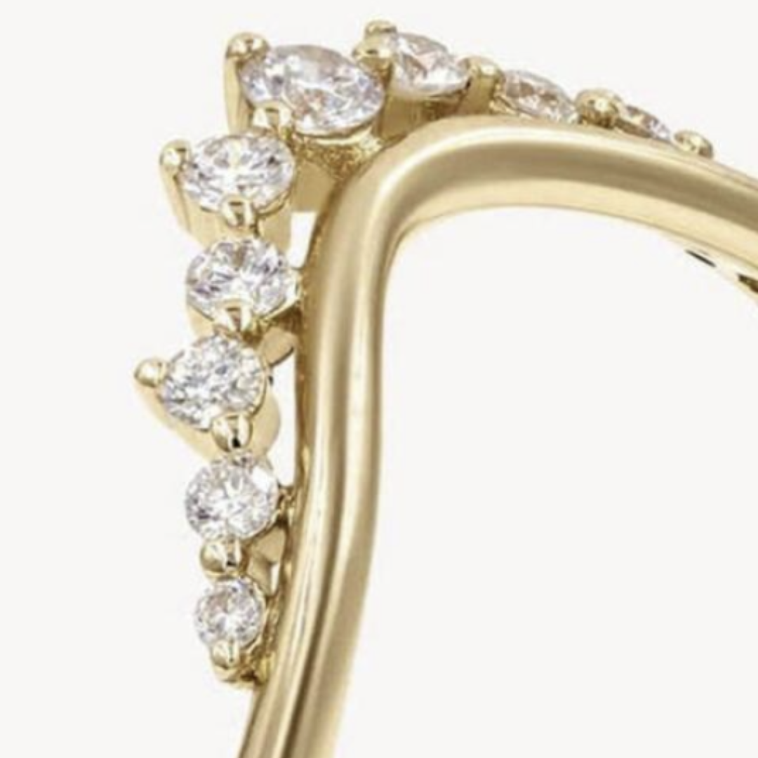 Gold-Plated Sterling Silver Zircon Crown Ring