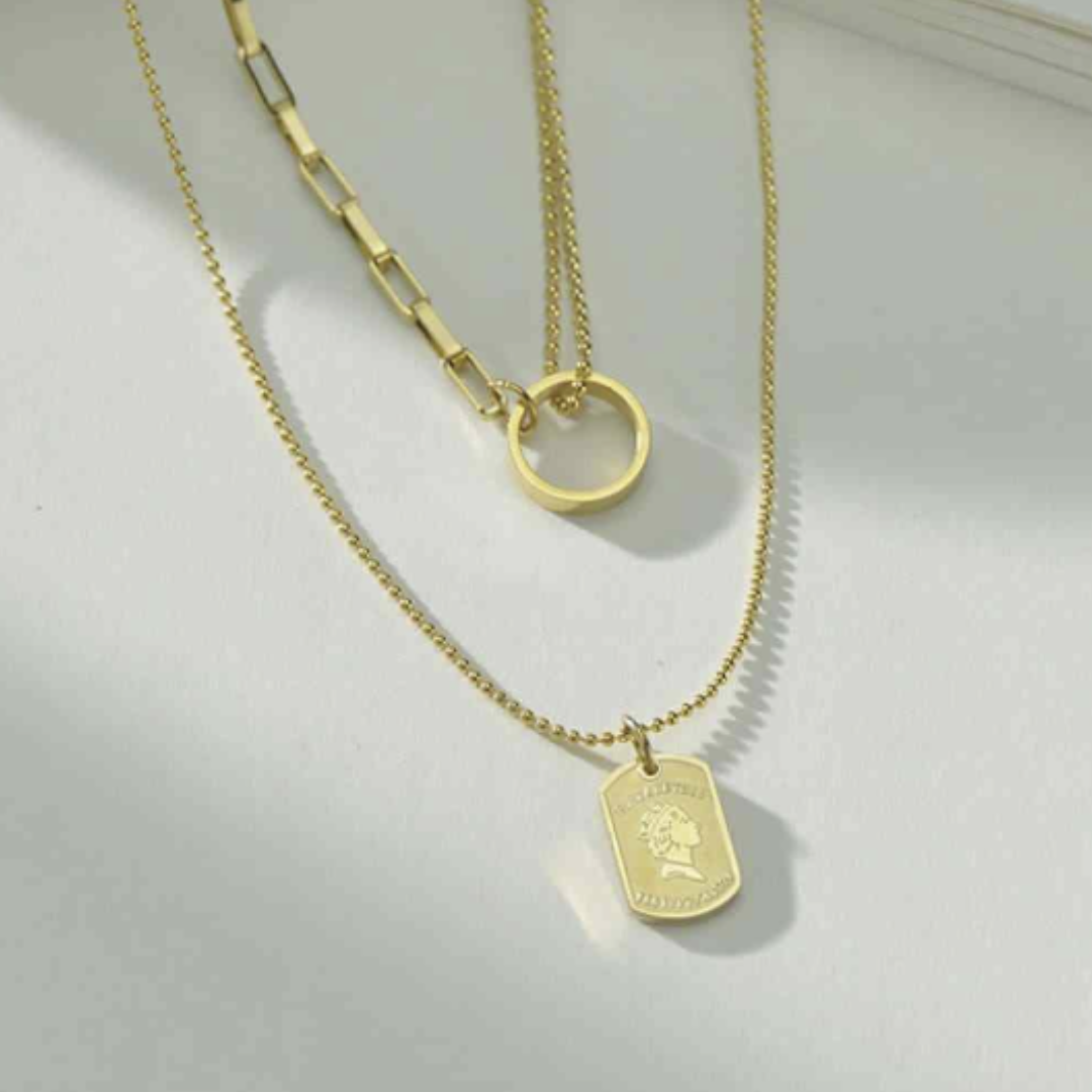 Multi-layered Ring Tag Pendant Necklace